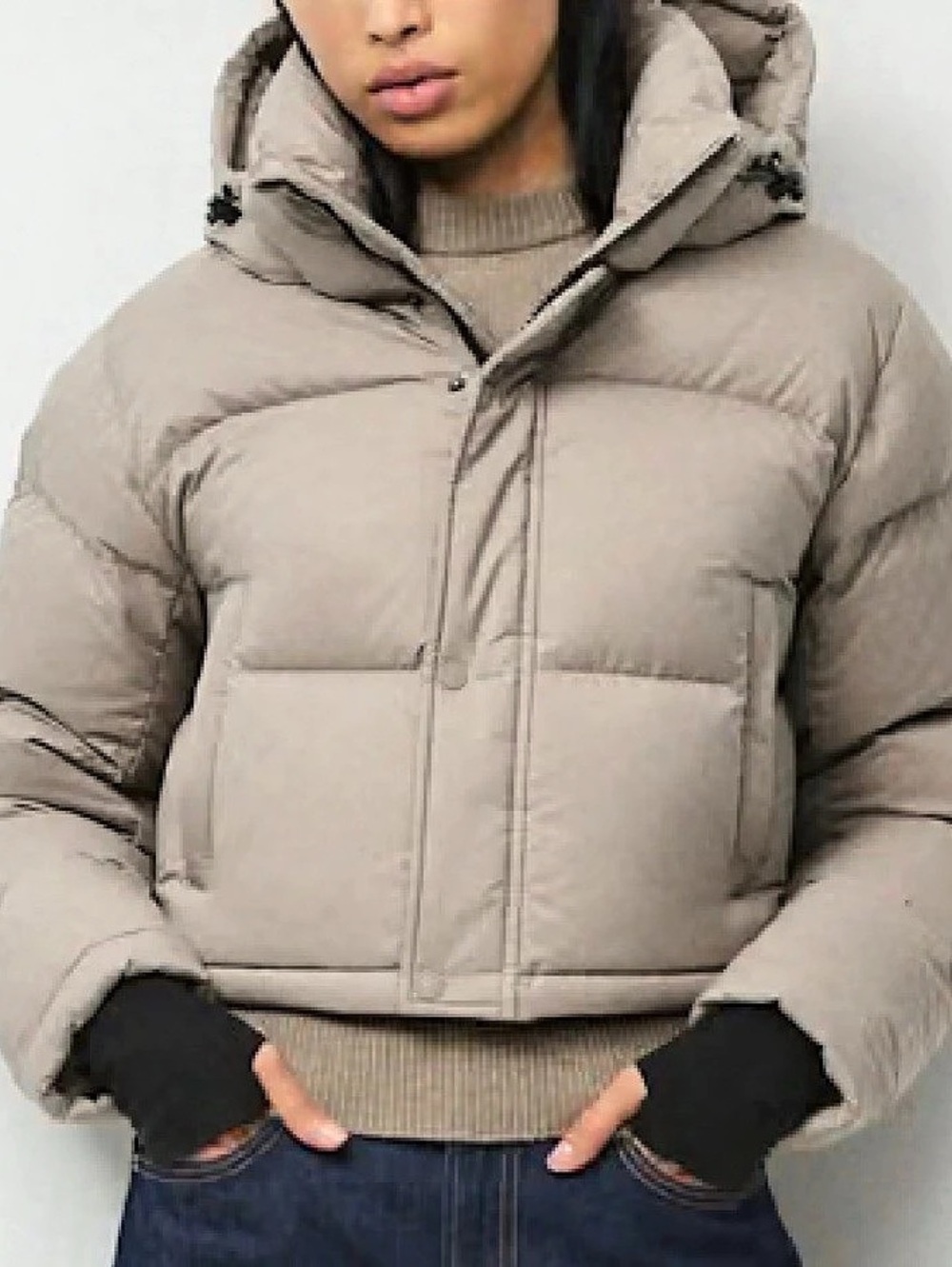 ARITZIA THE SUPER PUFF™ XTRASHORTY in Modern Taupe | Cropped Hooded Puffer
